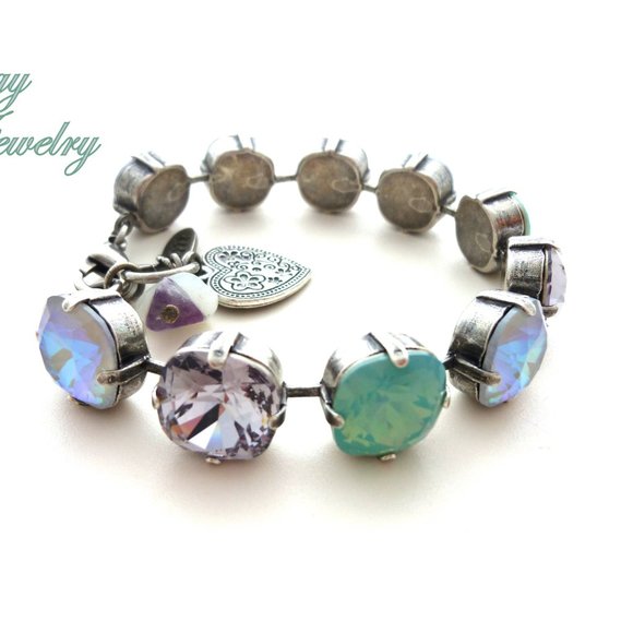 MISTY BAY 12mm Austrian Crystal Cushion Cut Bracelet, Assorted Finishes - Picture 5 of 8